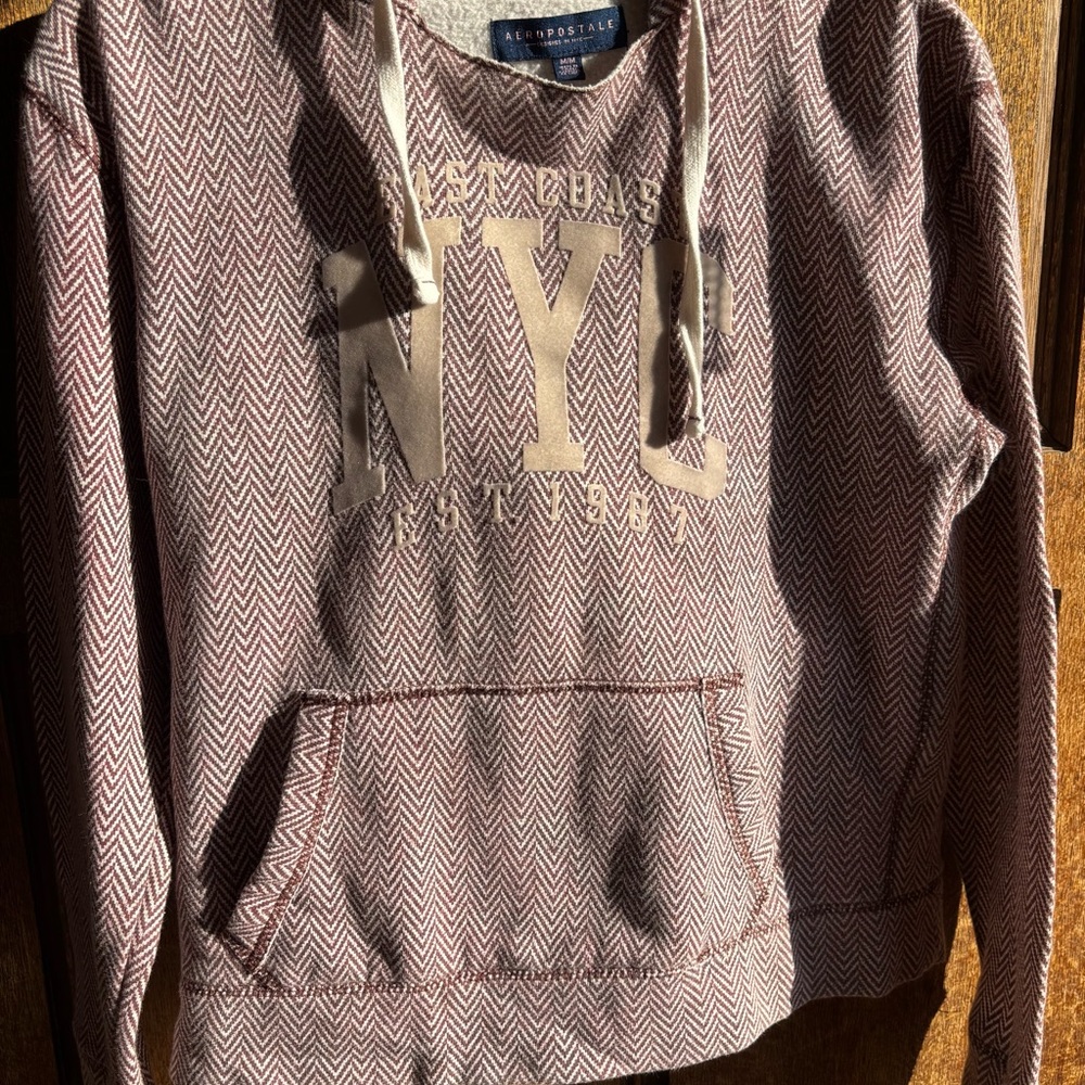 Aeropostale Maroon and Cream Herringbone Sweatshirt